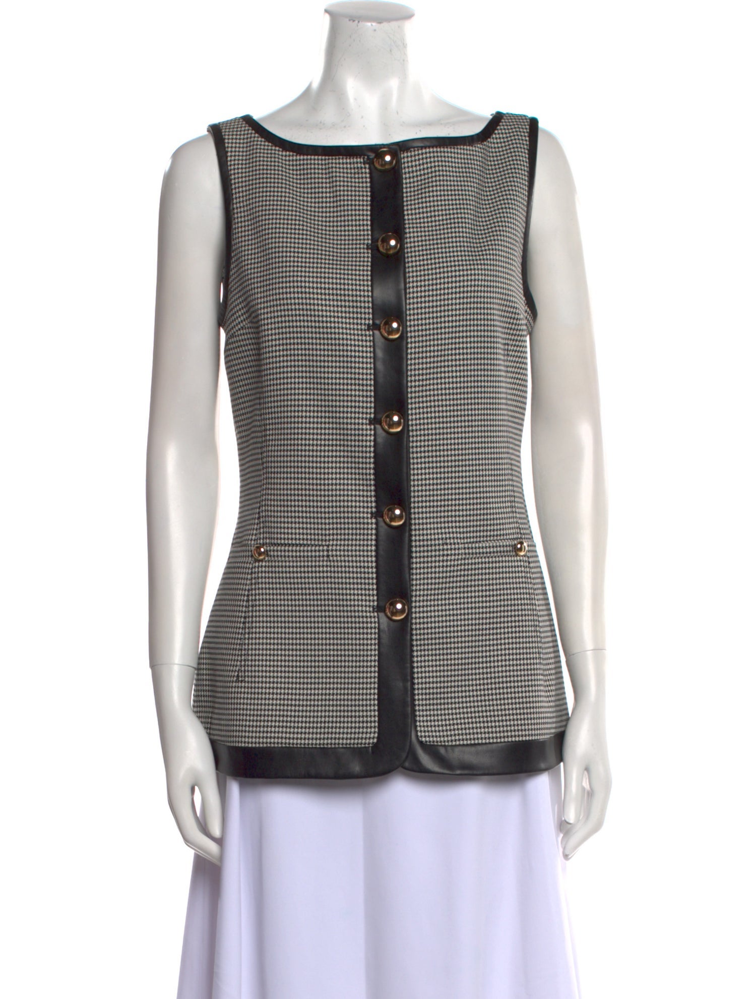 Simkhai Plaid Print Bateau Neckline Top