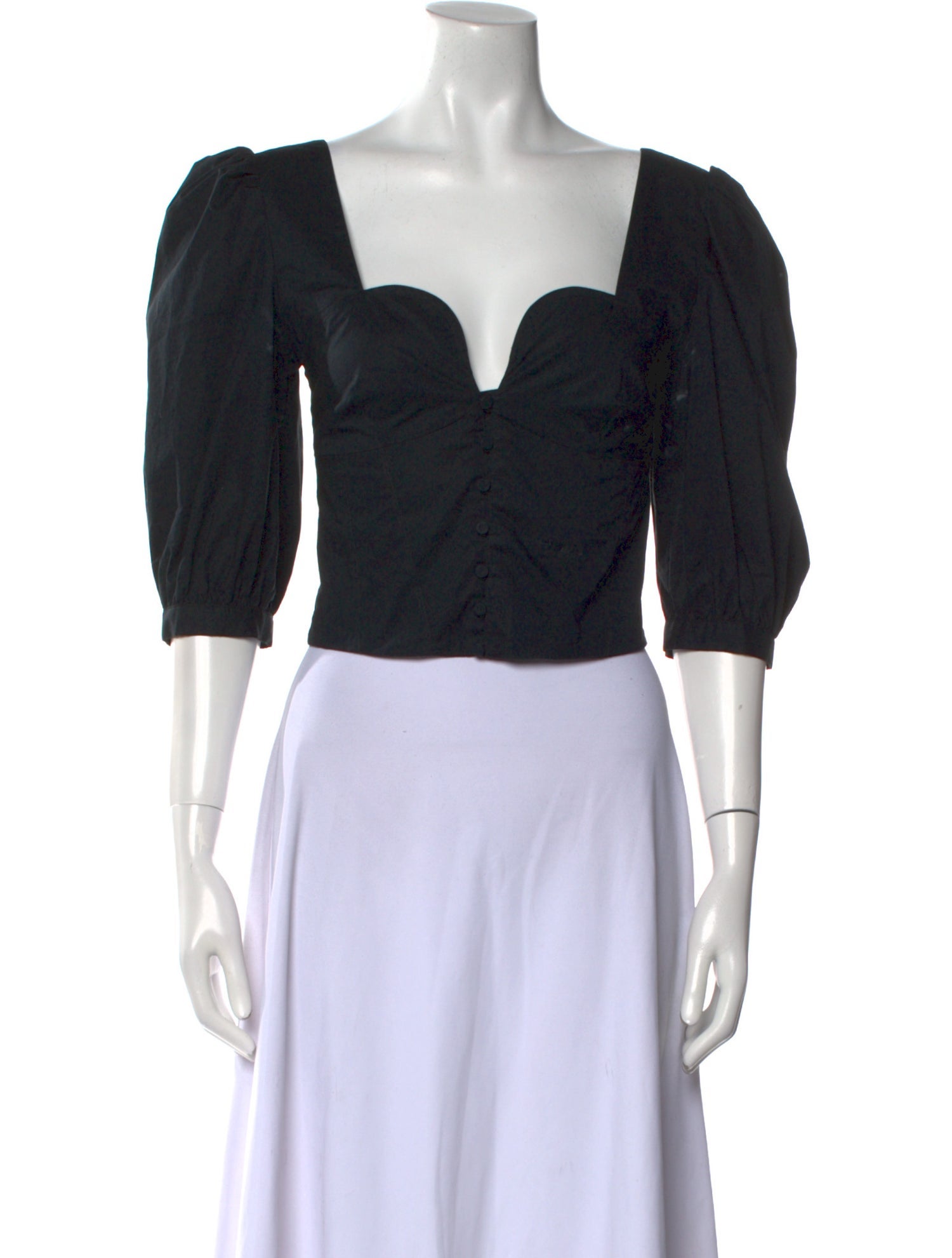 Simkhai Square Neckline Three-Quarter Sleeve Crop Top