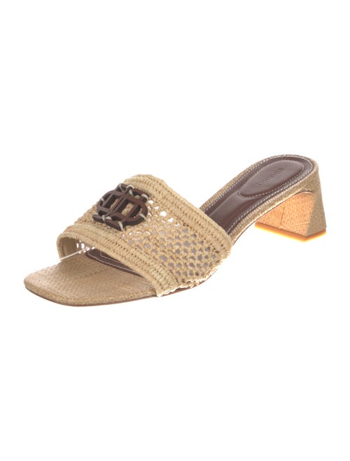 Simkhai Raffia Animal Print Slides