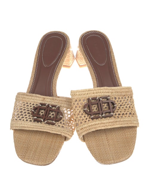 Simkhai Raffia Animal Print Slides