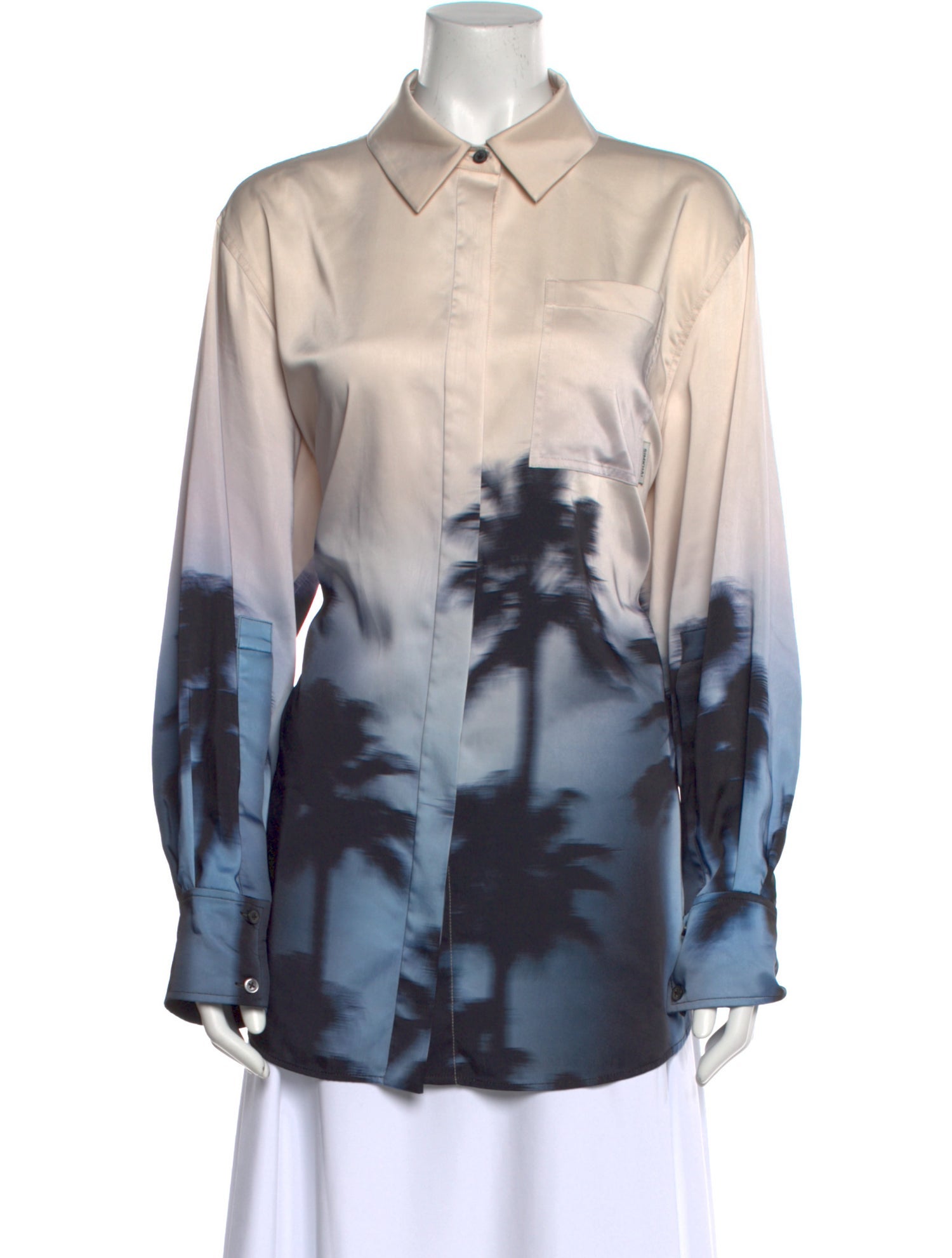 Simkhai Tie-Dye Print Long Sleeve Button-Up Top