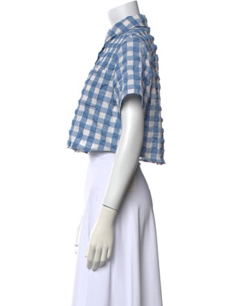 Simkhai Plaid Print Short Sleeve Crop Top