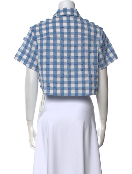 Simkhai Plaid Print Short Sleeve Crop Top