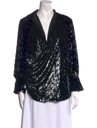Simkhai Animal Print V-Neck Blouse