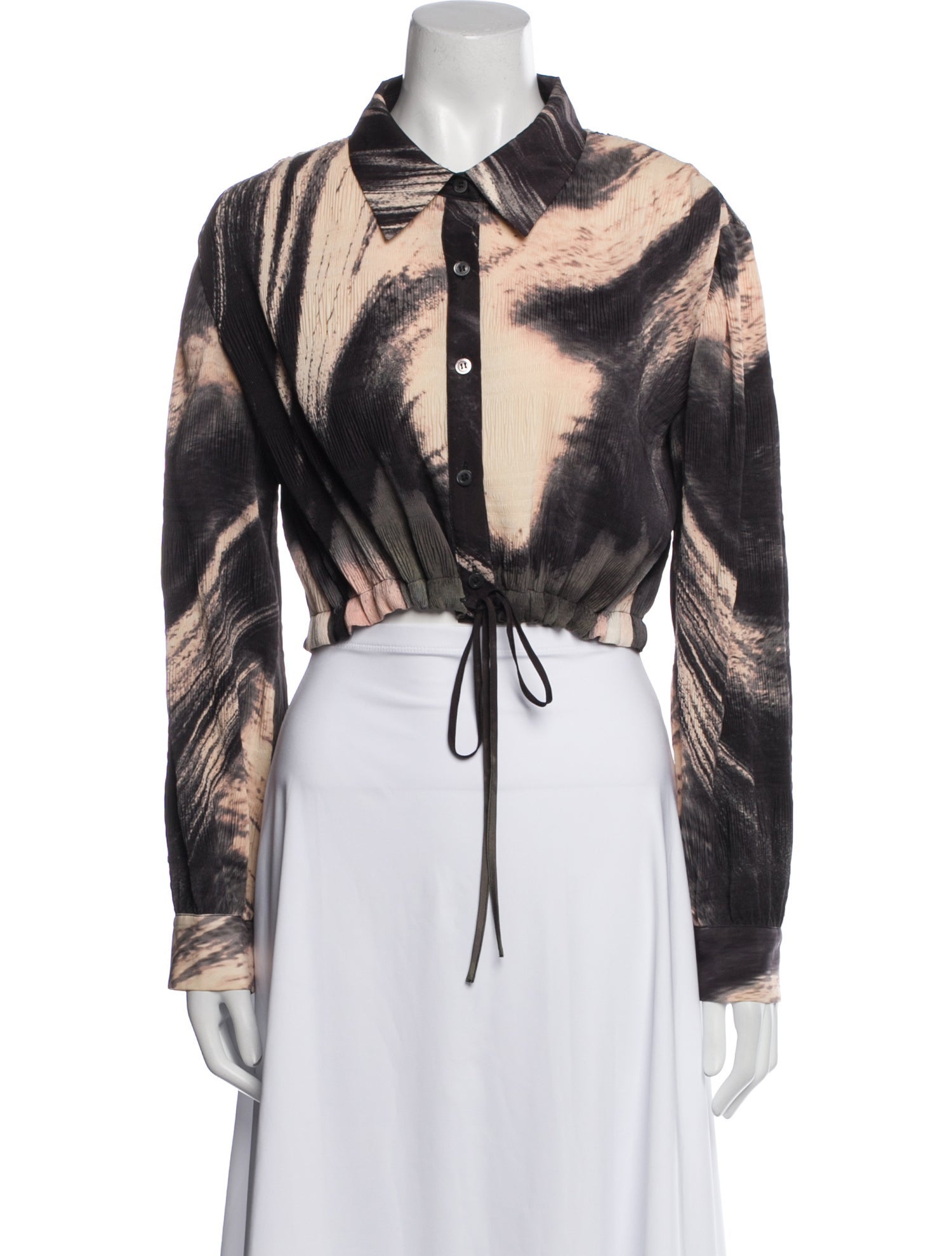 Simkhai Printed Long Sleeve Crop Top