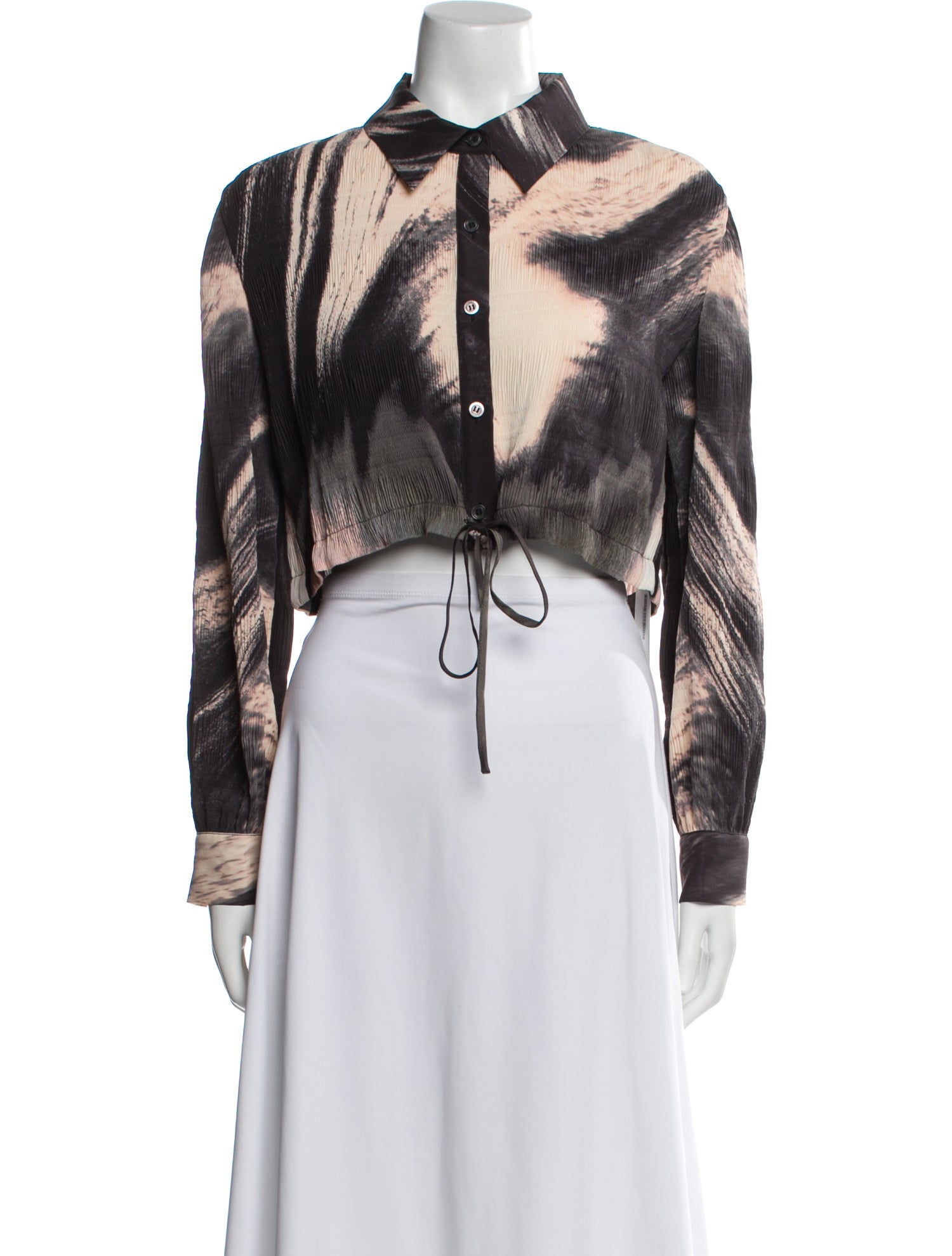 Simkhai Printed Long Sleeve Crop Top