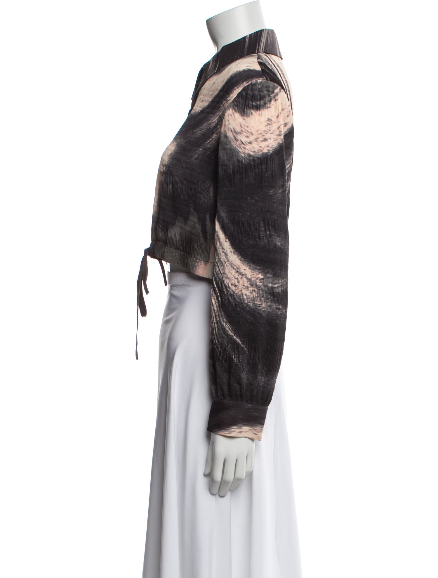 Simkhai Printed Long Sleeve Crop Top