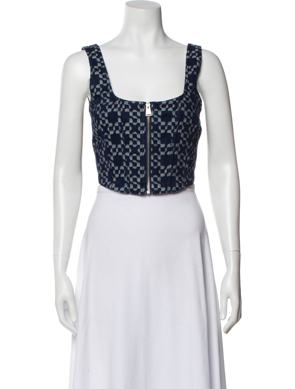 Simkhai Patterned Square Neckline Crop Top w/ Tags - image 1