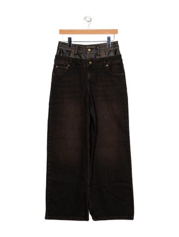 Pre-owned Simkhai High-rise Wide Leg Jeans In Black