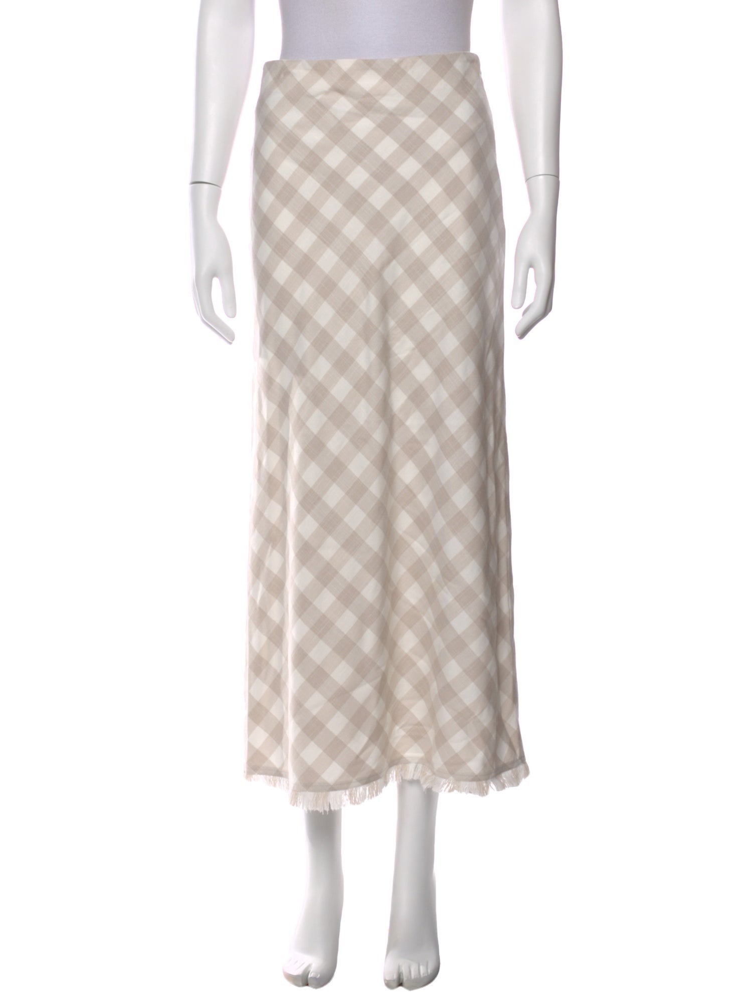 Simkhai Plaid Print Midi Length Skirt