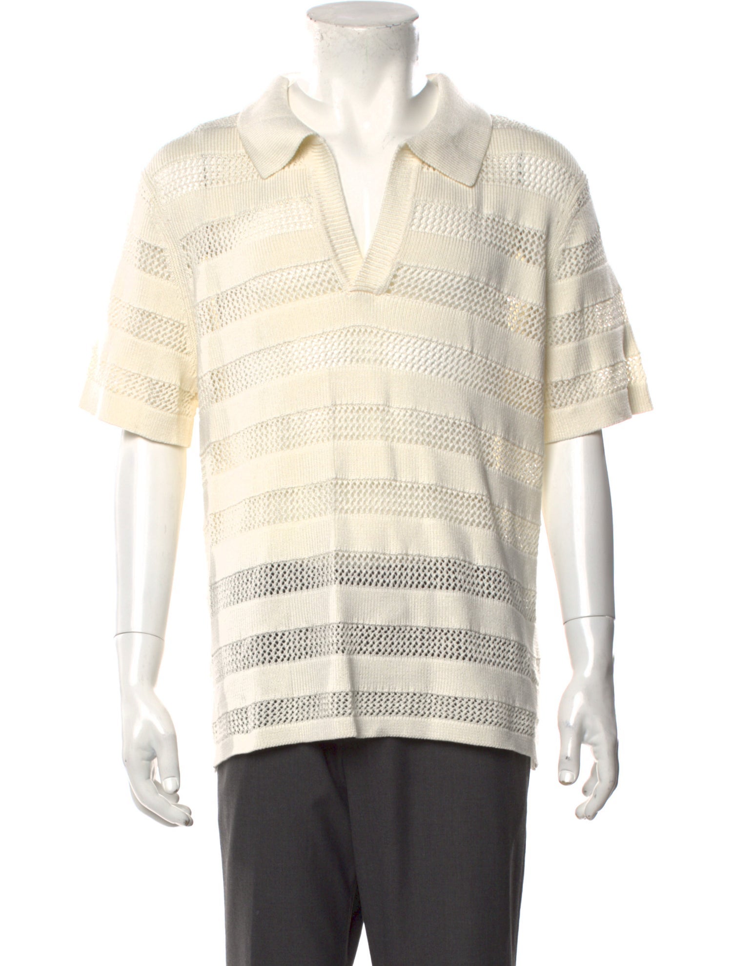Simkhai Striped V-Neck Polo Sweater