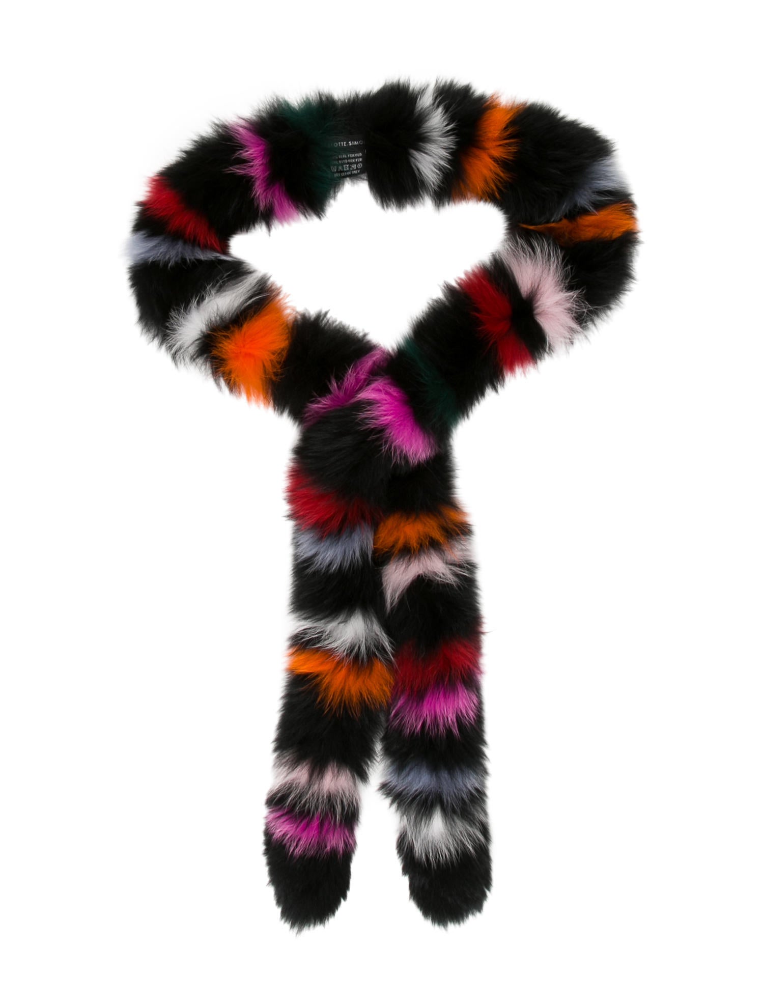 Charlotte Simone Popsicle Fox Fur Scarf - Black Scarves and
