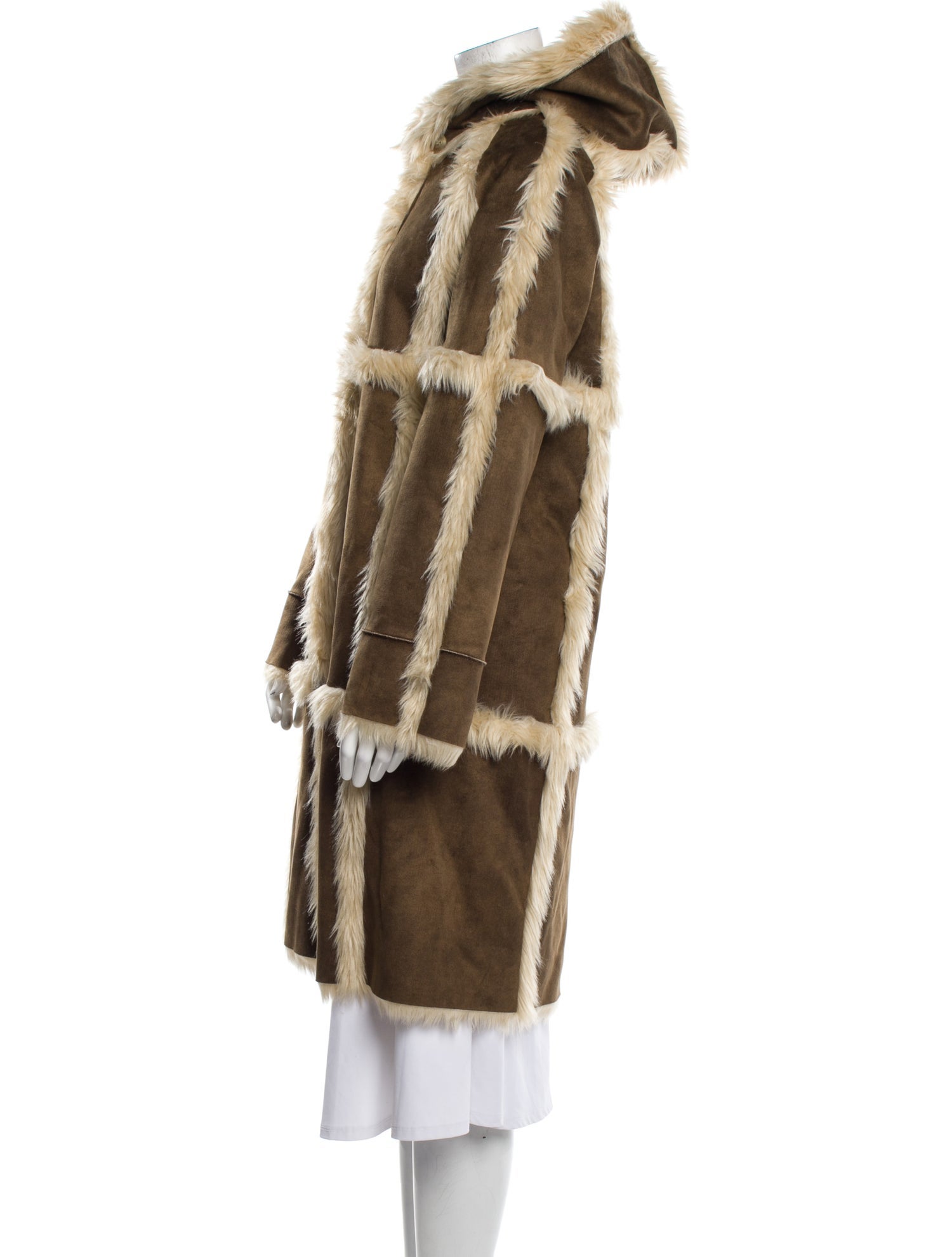 Charlotte Simone Plaid Print Faux Fur Coat w/ Tags