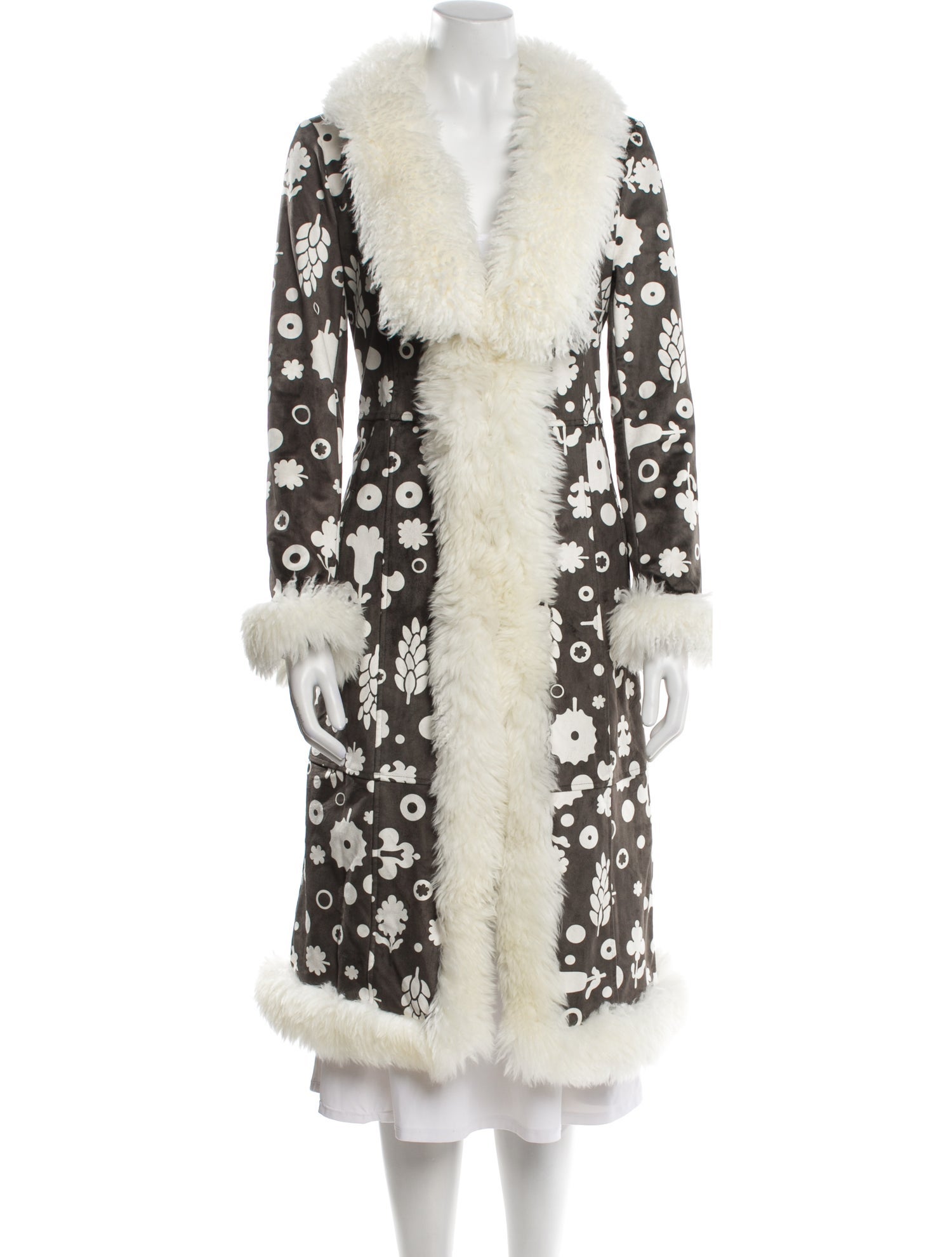 Charlotte Simone Floral Print Faux Fur Coat w/ Tags
