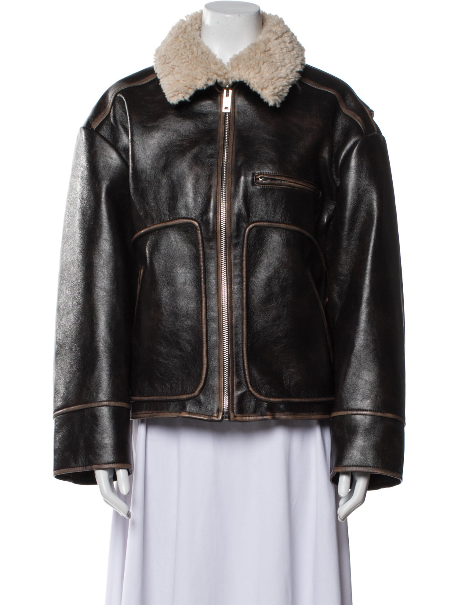 Charlotte Simone Leather Faux Fur Jacket