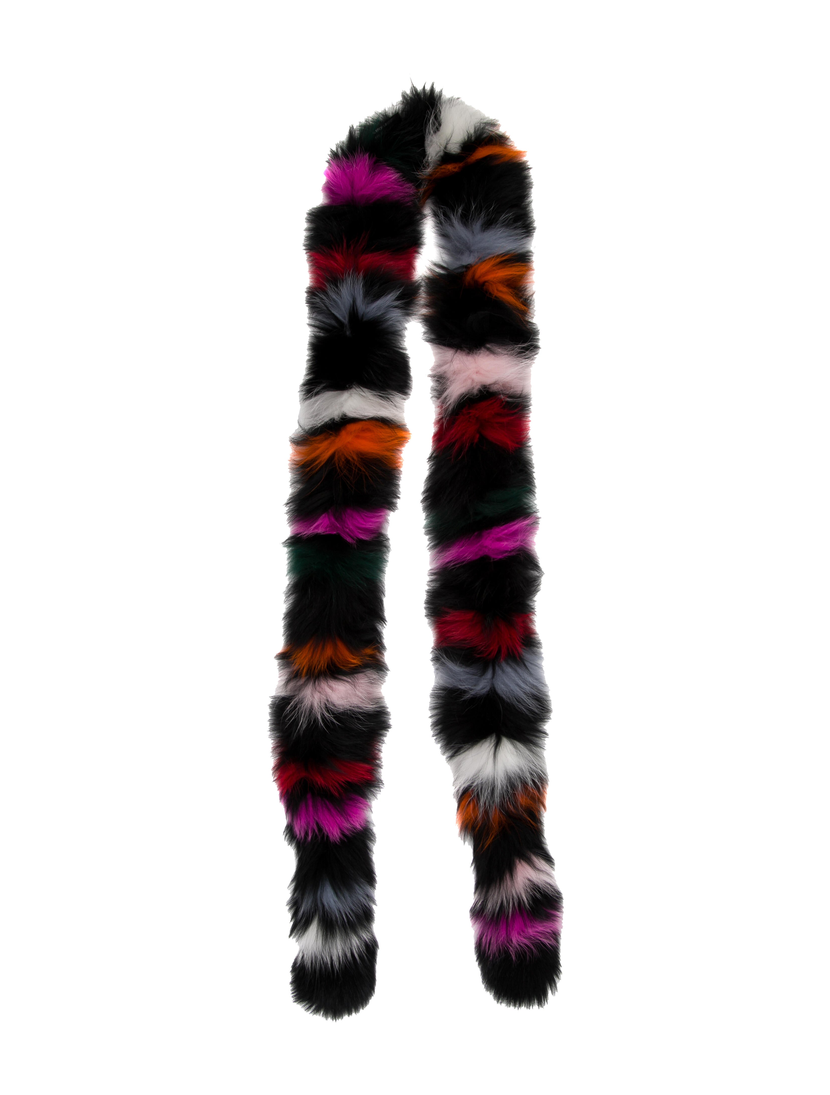 Charlotte Simone Fur Striped Scarf