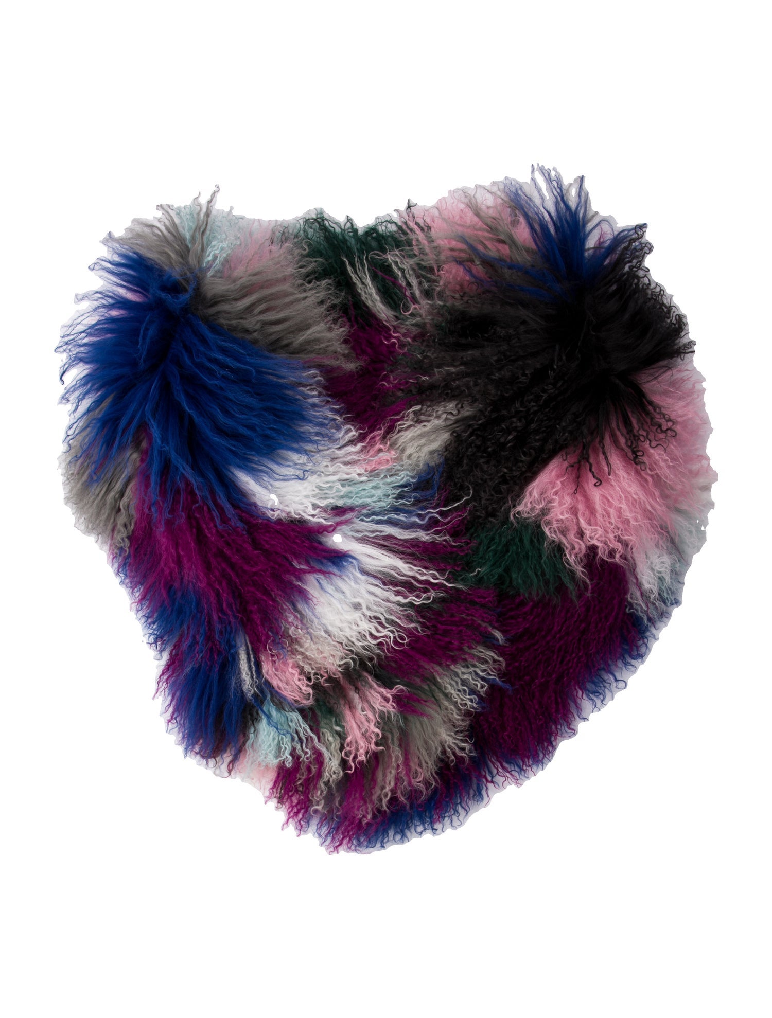 Charlotte Simone Lamb Fur Colorblock Pattern Scarf