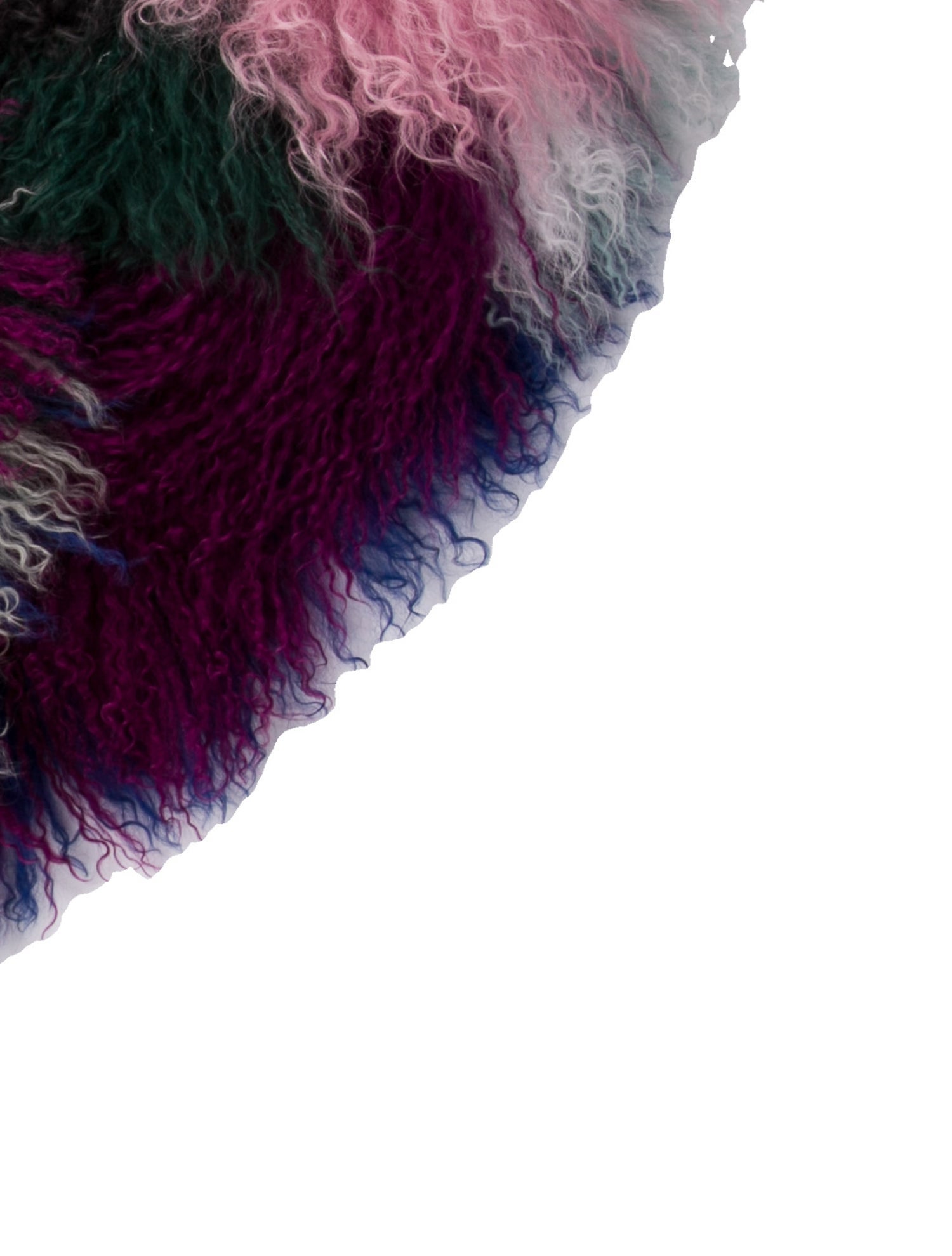 Charlotte Simone Lamb Fur Colorblock Pattern Scarf