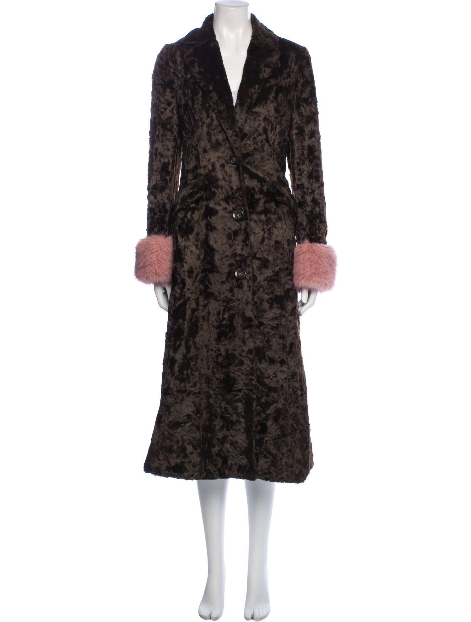 Charlotte Simone Colorblock Pattern Faux Fur Coat