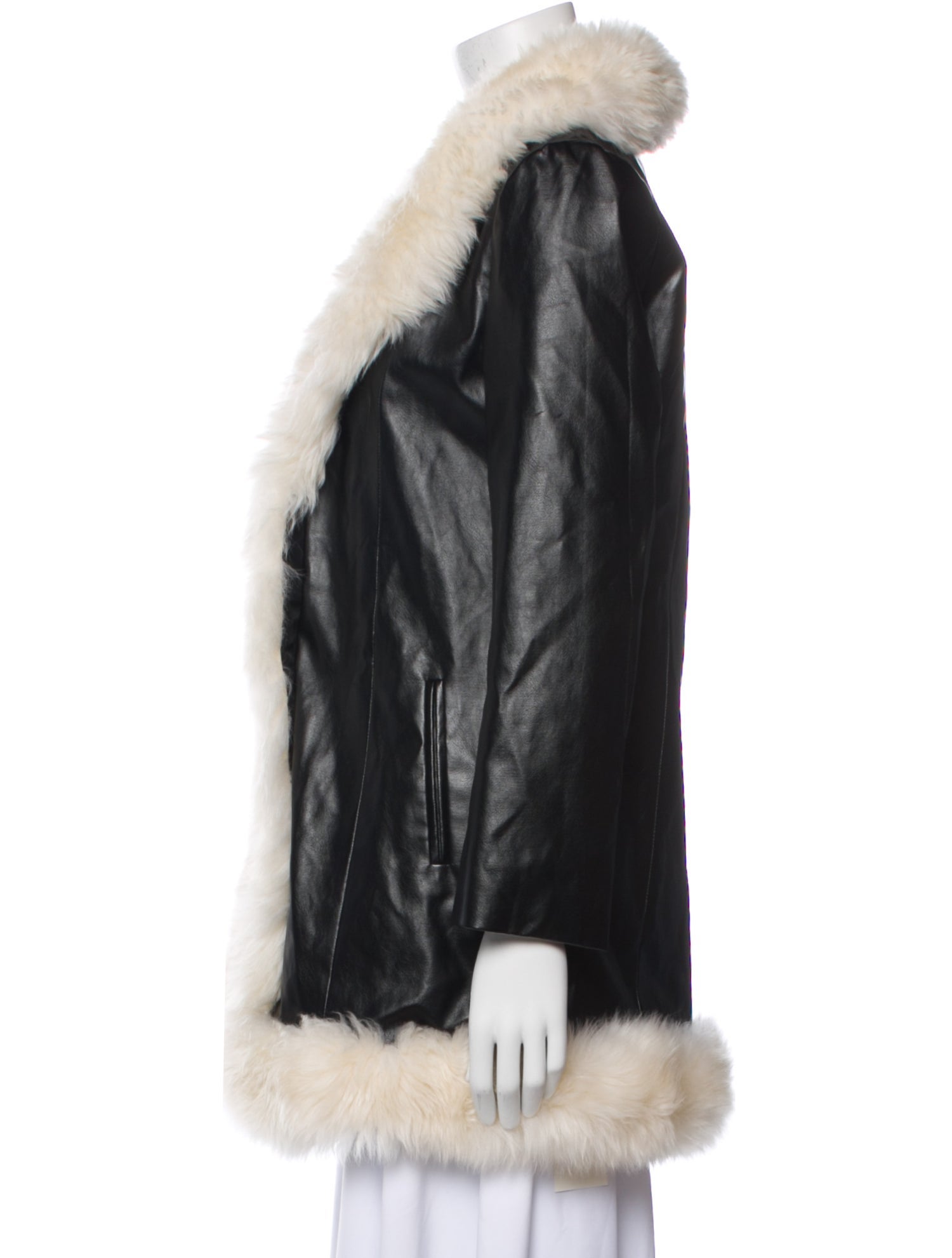 Charlotte Simone Colorblock Pattern Faux Fur Coat