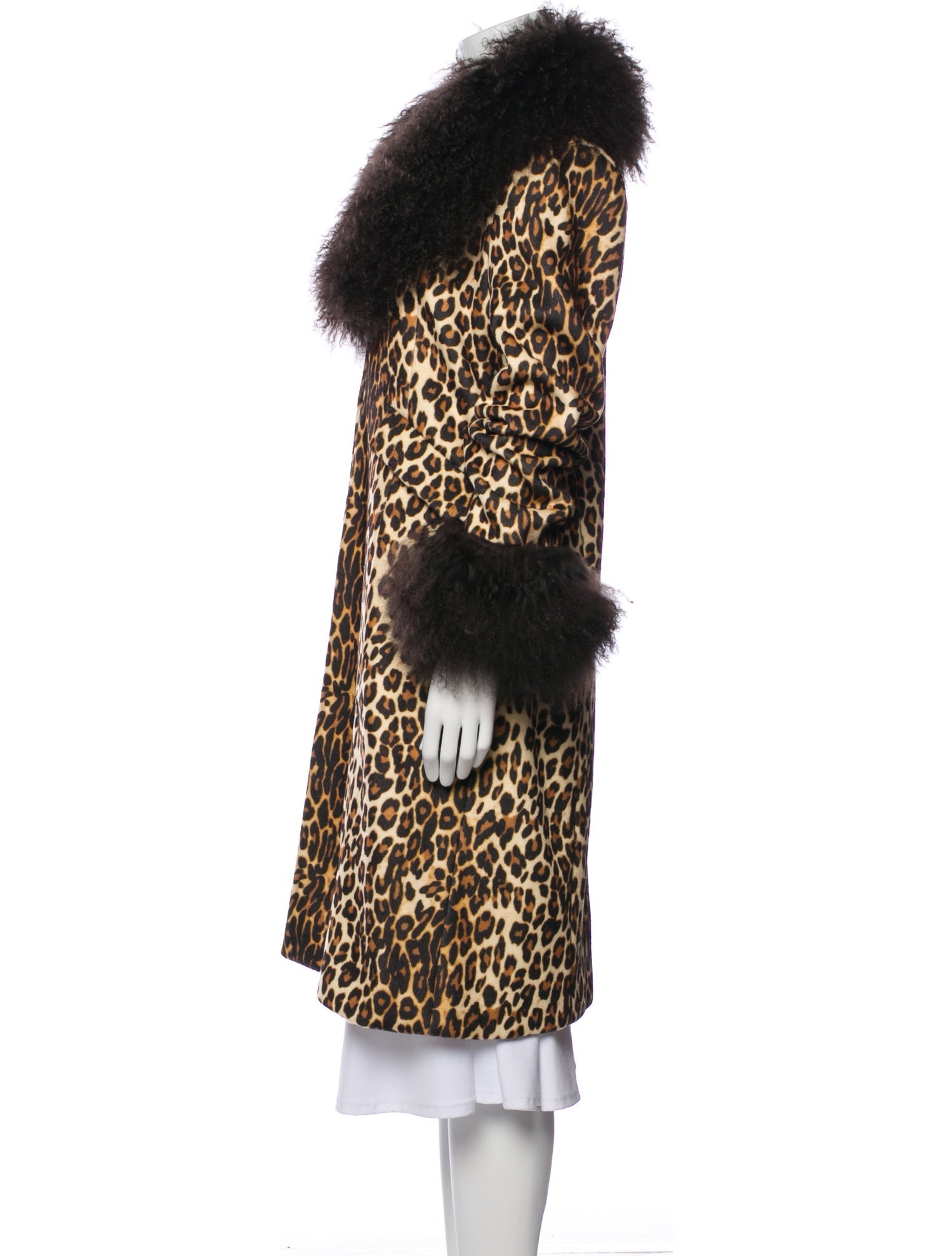 Charlotte Simone Lambskin Animal Print Lamb Fur Coat w/ Tags