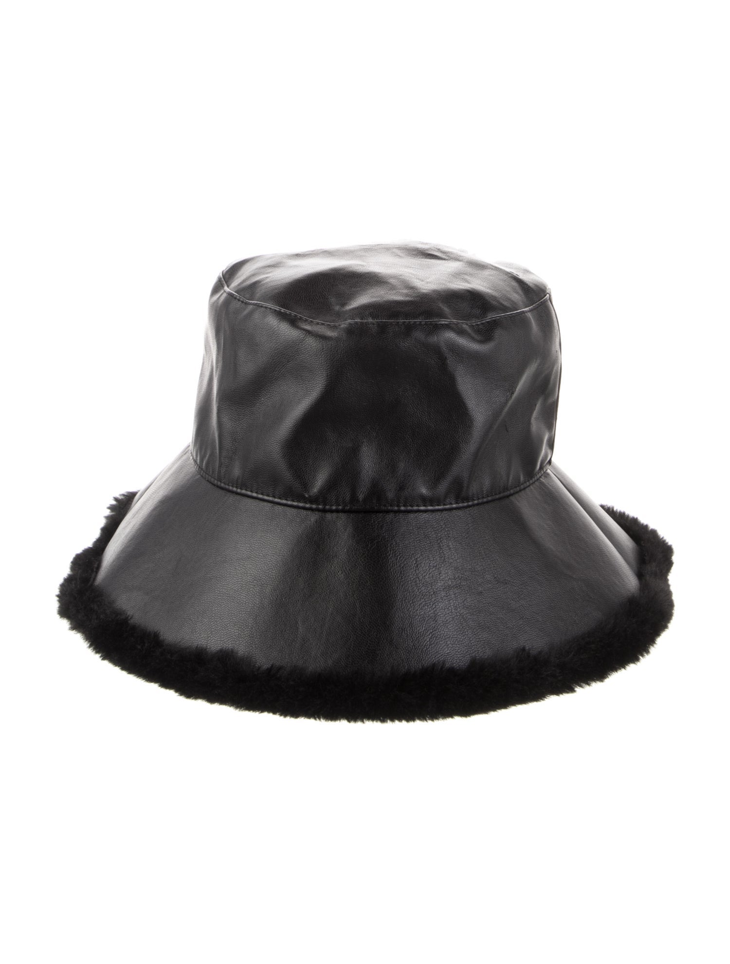 Charlotte Simone Fur Lined Leather Bucket Hat