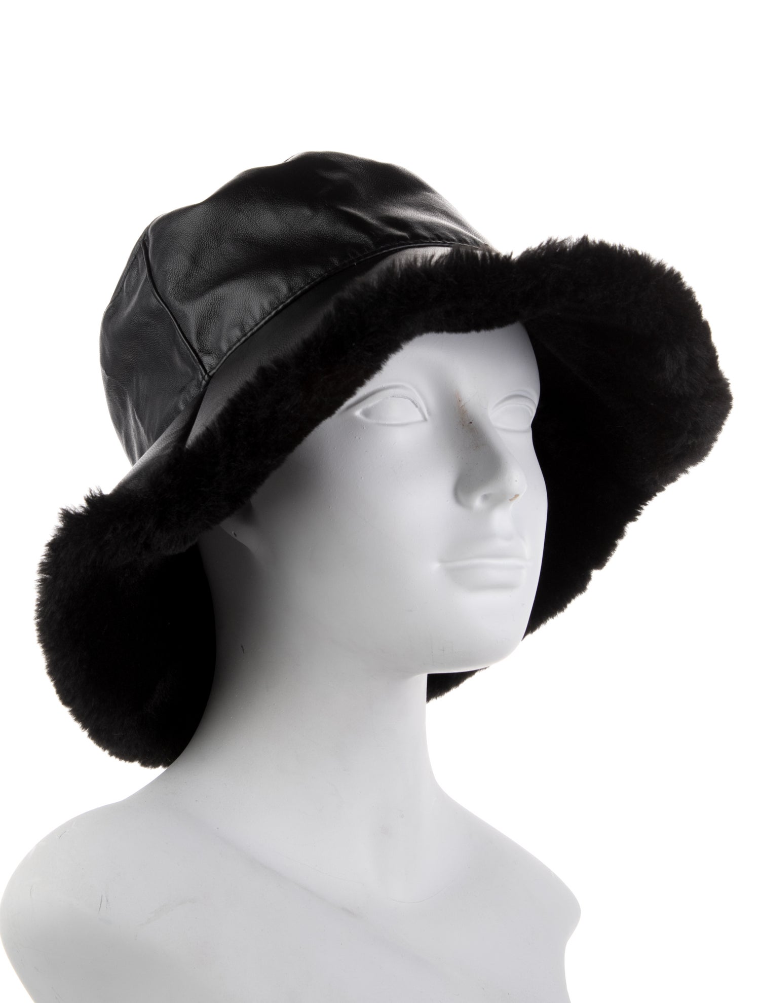 Charlotte Simone Fur Lined Leather Bucket Hat