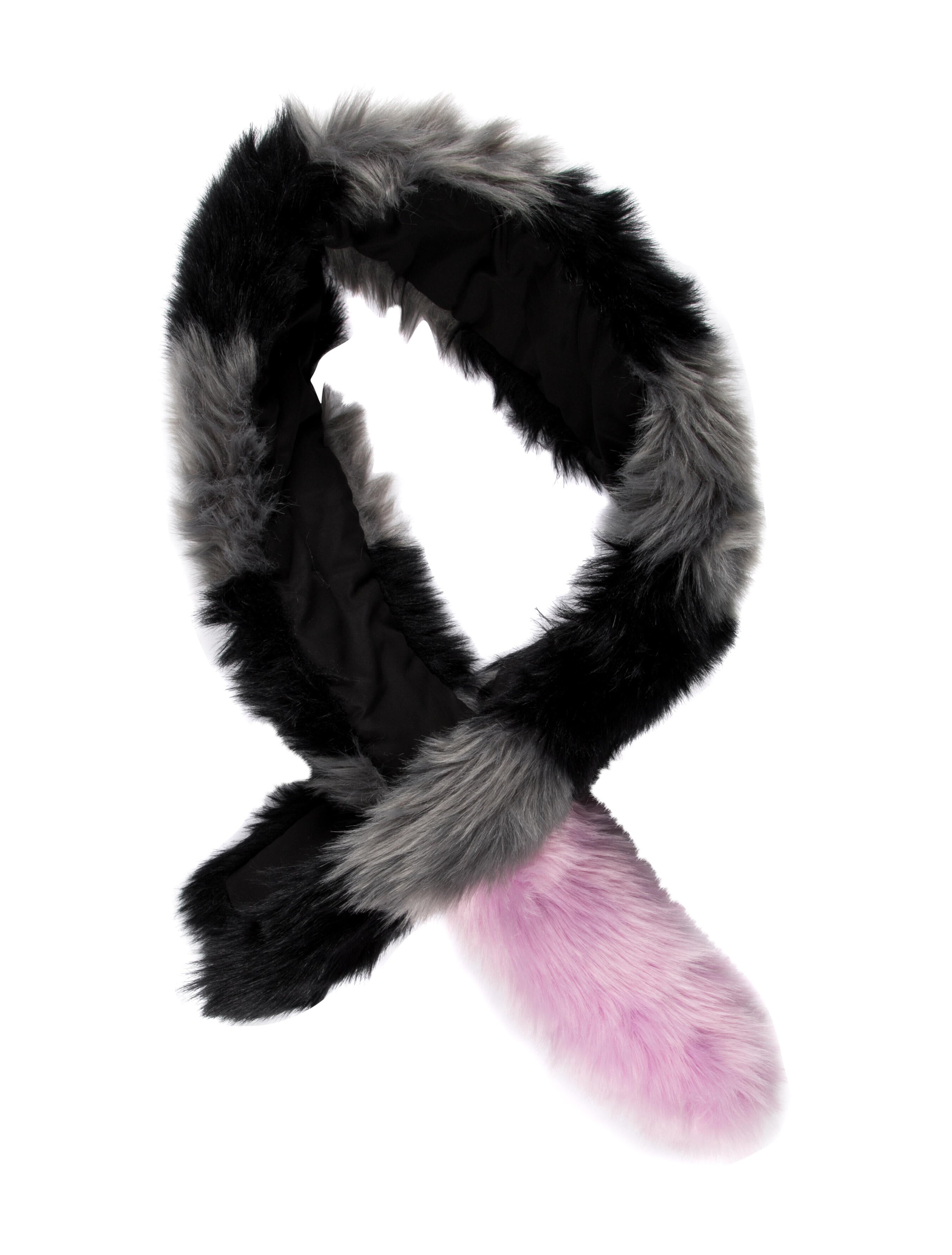 Charlotte Simone Faux Fur Colorblock Pattern Scarf