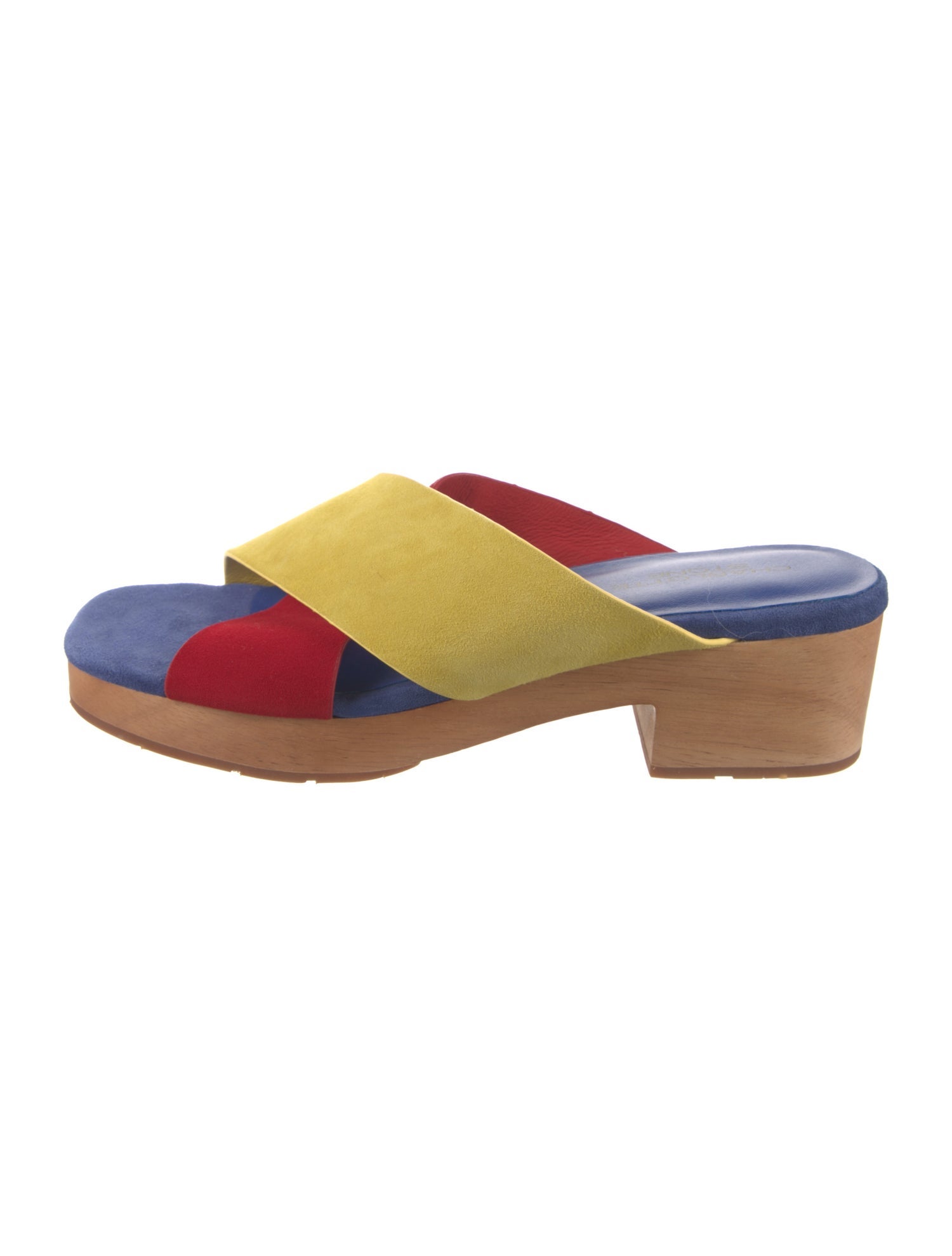 Charlotte Simone Suede Colorblock Pattern Slides