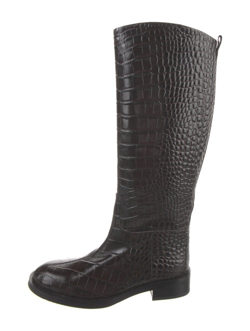 Black Suede Studio Embossed Leather Riding Boots