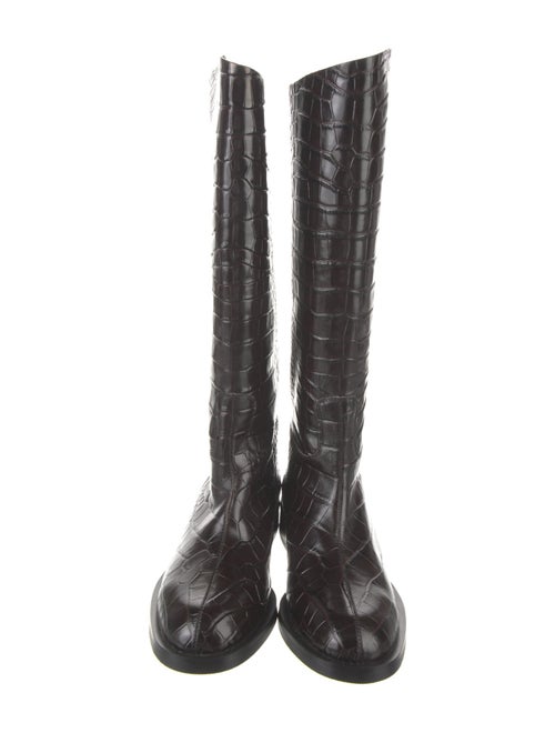 Black Suede Studio Embossed Leather Riding Boots