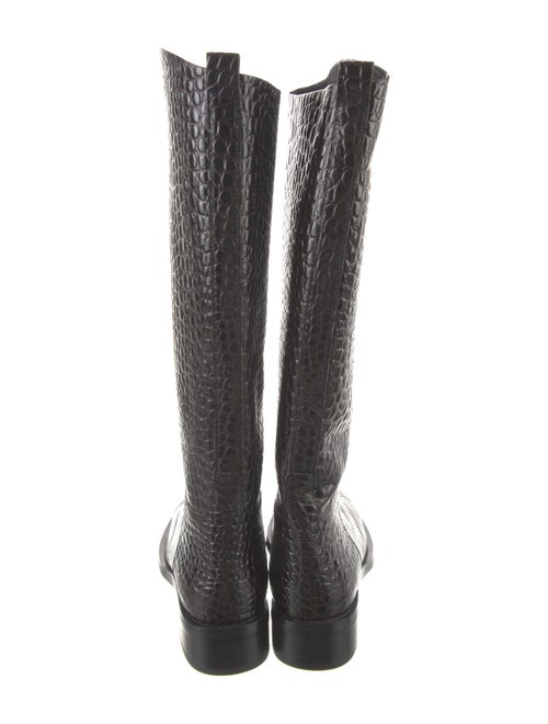 Black Suede Studio Embossed Leather Riding Boots