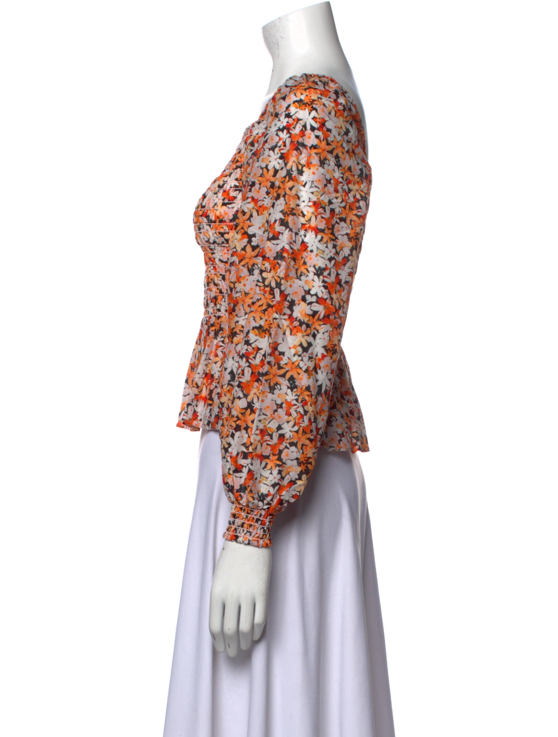 Sofia Irina Floral Print Square Neckline Crop Top