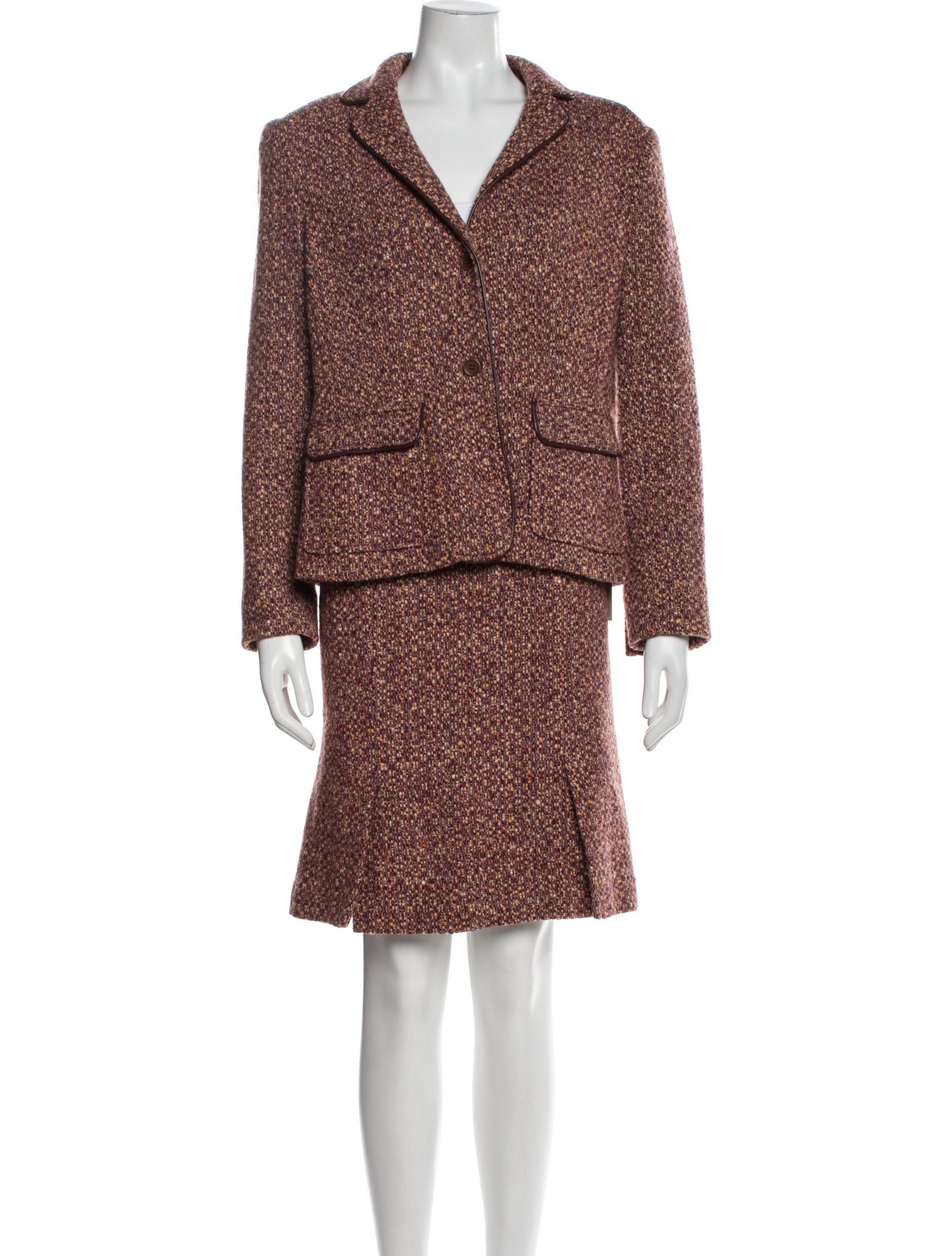 Saks Jandel Wool Tweed Pattern Skirt Set