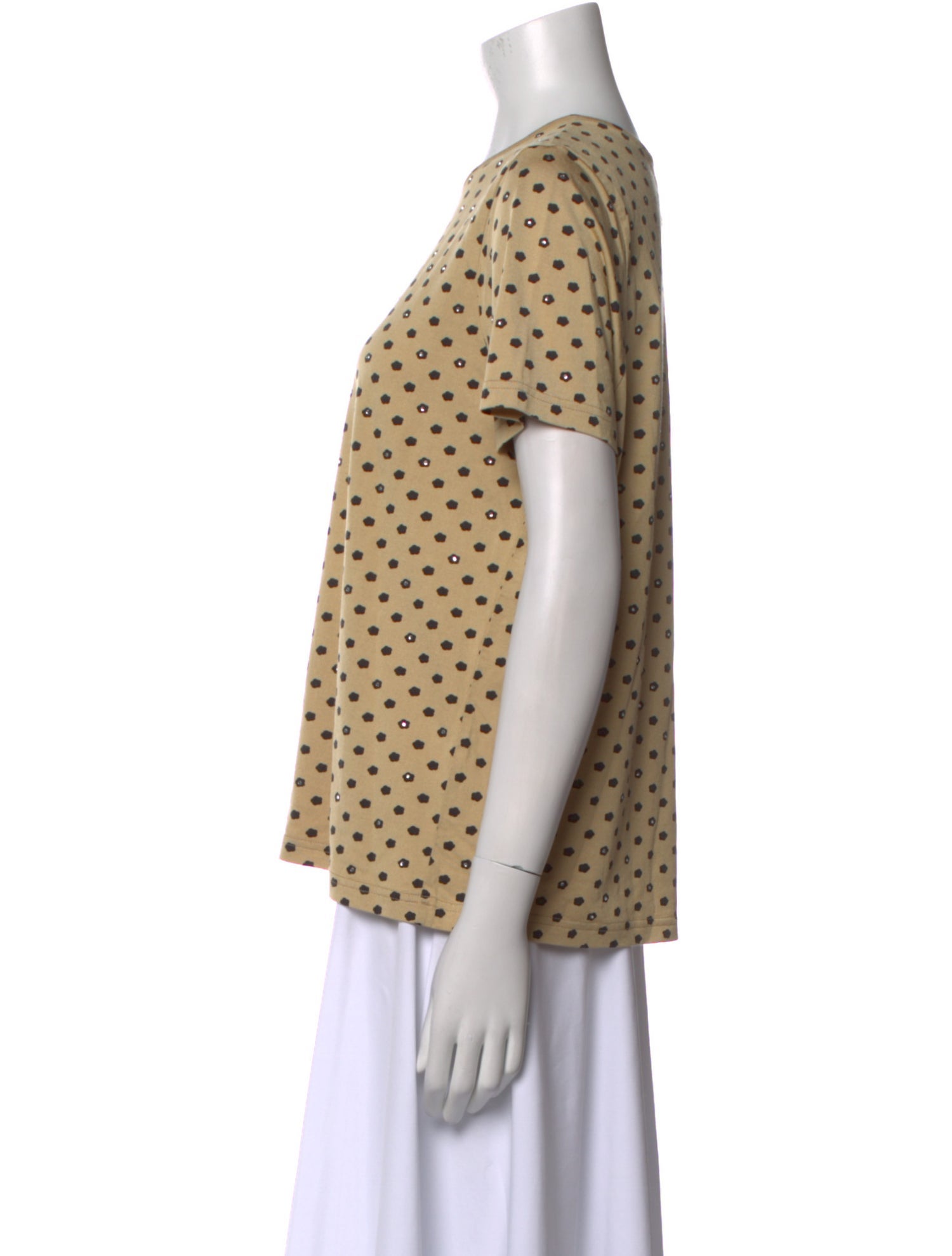 Saks Jandel Silk Polka Dot Print T-Shirt