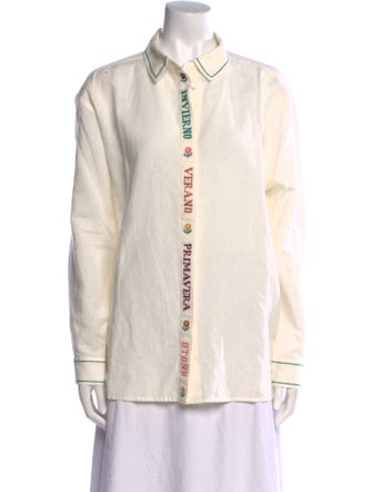 Sezane x Lucia Vergara Long Sleeve Button-Up Top