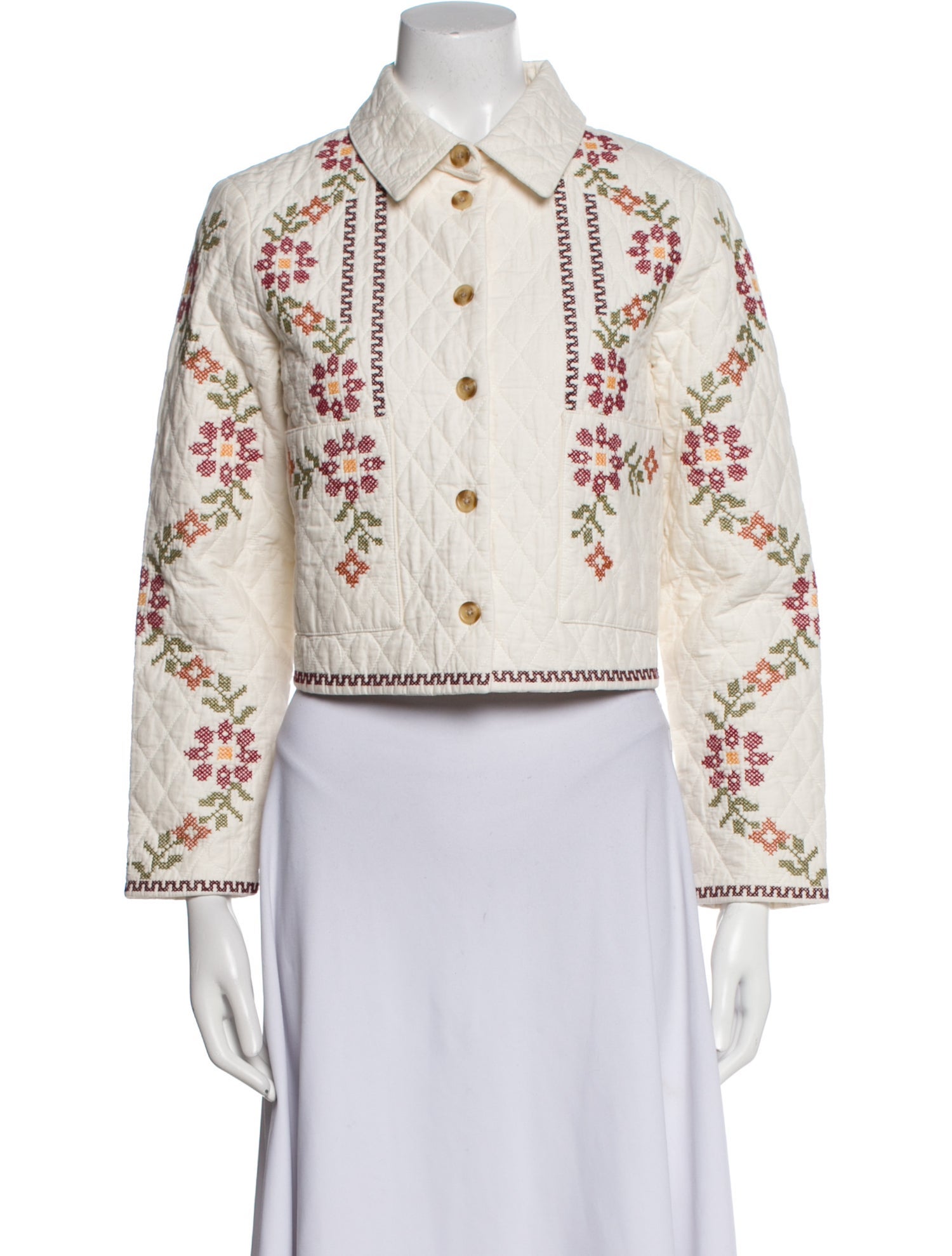 Sezane x Lucia Vergara Floral Print Denim Jacket