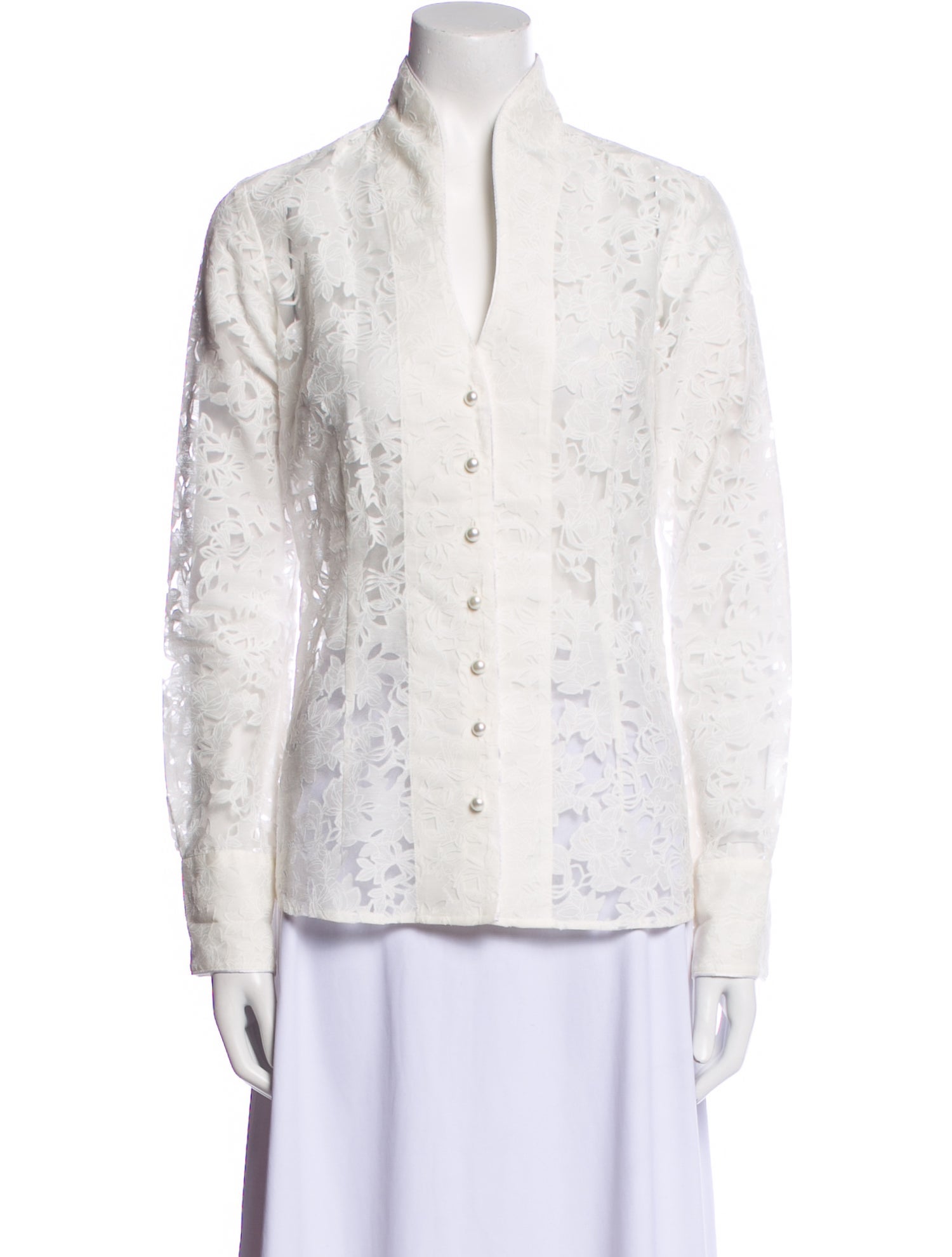 Susanne Spatt Lace Pattern Long Sleeve Button-Up Top