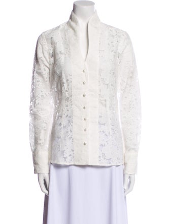 Susanne Spatt Lace Pattern Long Sleeve Button-Up Top