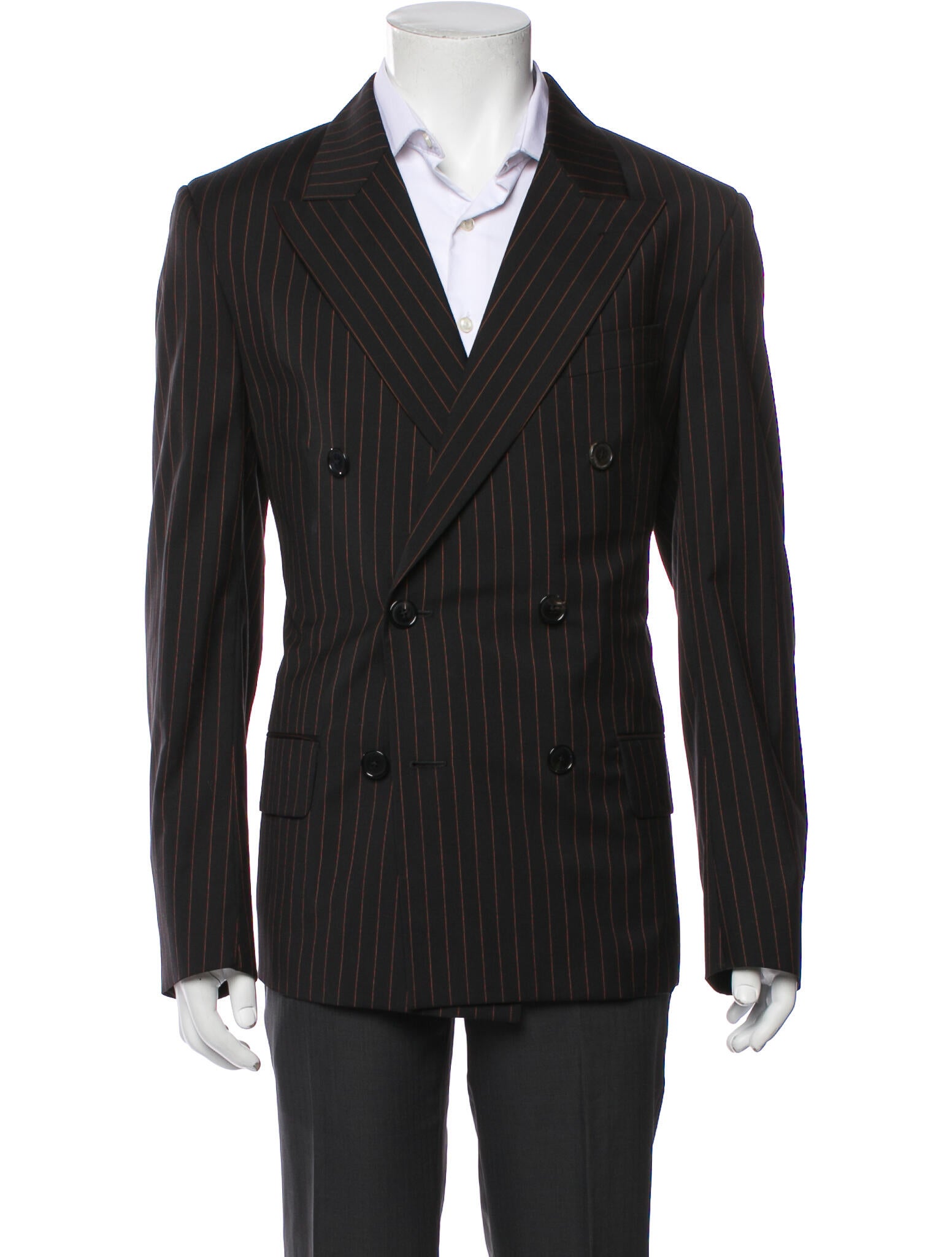 Supreme x Jean Paul Gaultier Pinstripe Double Breasted Wool Peacoat