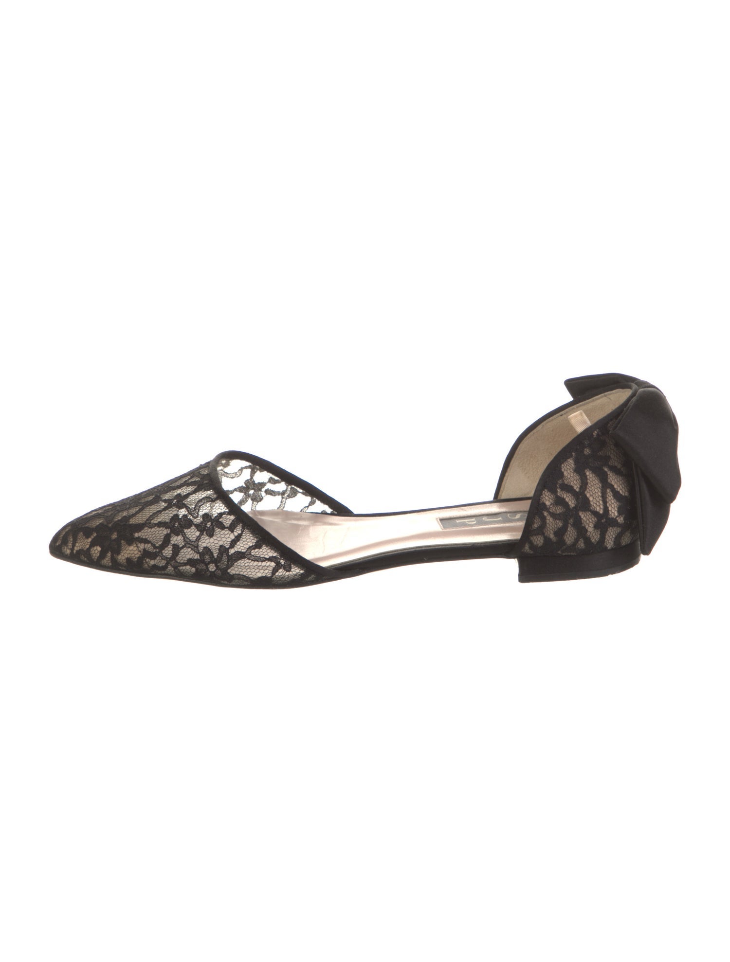 Sarah Jessica Parker Lace Bow Accents D'Orsay Flats Black Flats
