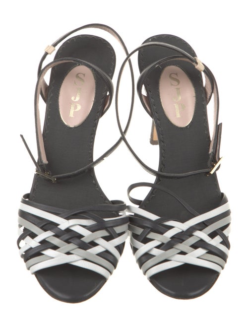 Sarah Jessica Parker Leather Colorblock Pattern Sandals