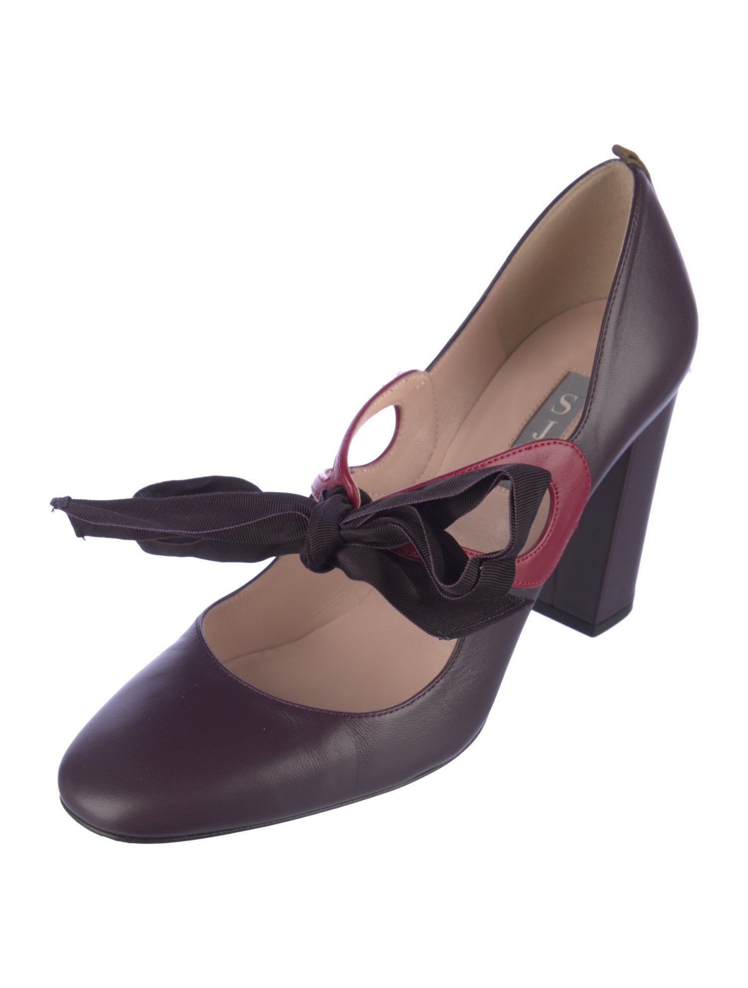 Sarah Jessica Parker Leather Colorblock Pattern Pumps