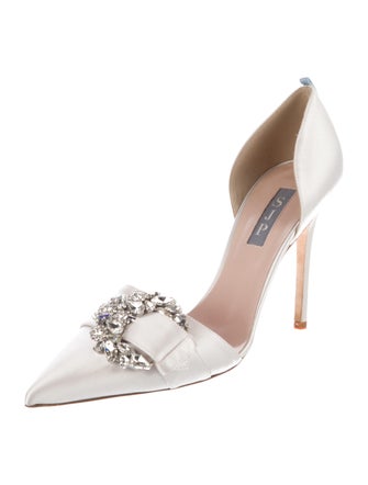 Sarah Jessica Parker Satin Crystal Embellishments D'Orsay Pumps