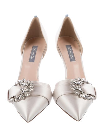 Sarah Jessica Parker Satin Crystal Embellishments D'Orsay Pumps