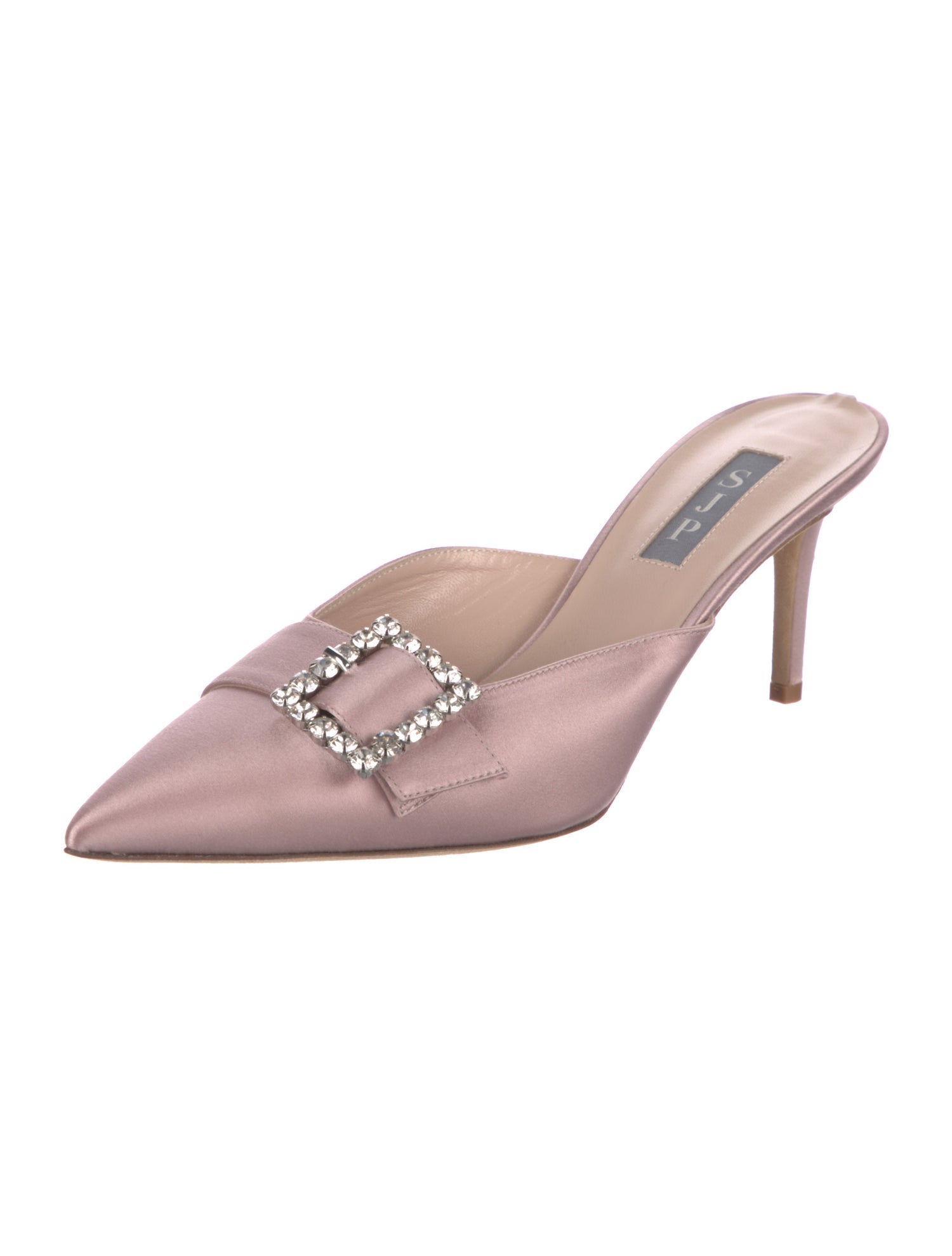 Sarah Jessica Parker Satin Crystal Embellishments Mules