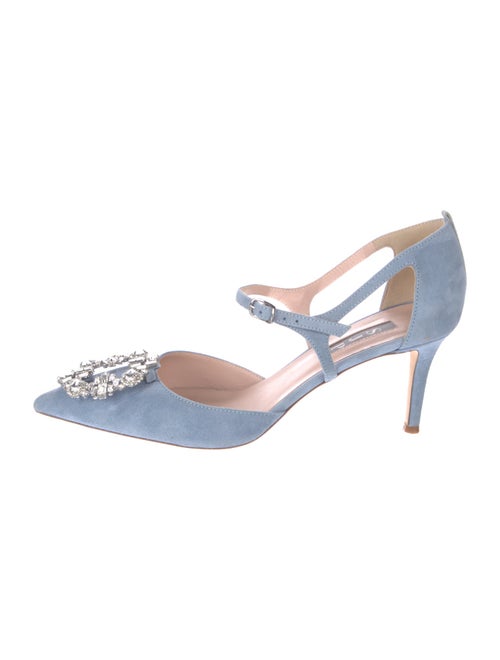 Sarah Jessica Parker Suede Crystal Embellishments D'Orsay Pumps
