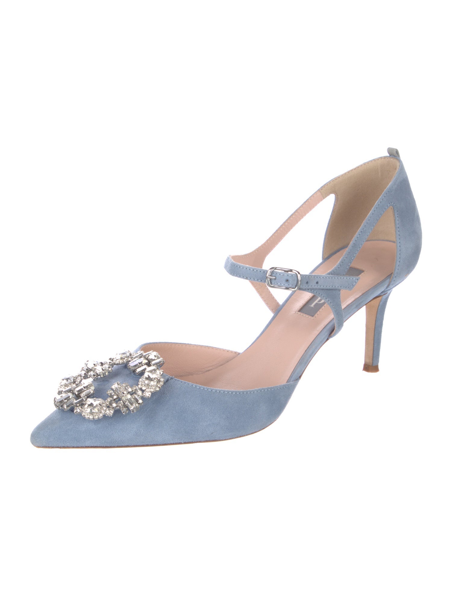 Sarah Jessica Parker Suede Crystal Embellishments D'Orsay Pumps