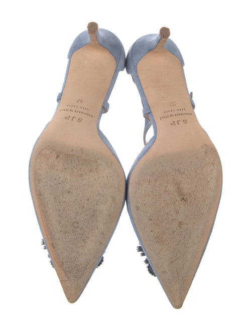 Sarah Jessica Parker Suede Crystal Embellishments D'Orsay Pumps