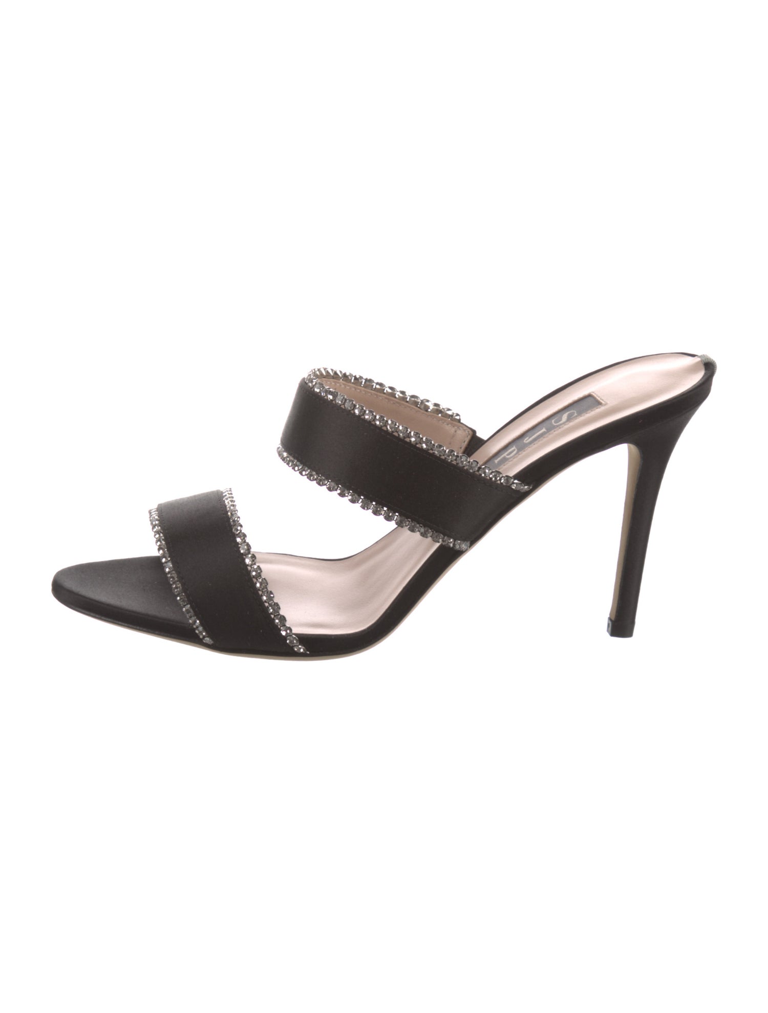 Sarah Jessica Parker Satin Crystal Embellishments Slides w/ Tags